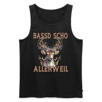 Bassd scho allerweil - Männer Premium Bio Tank Top - Schwarz - Vorne - AI Model Male 178 light (178cm)