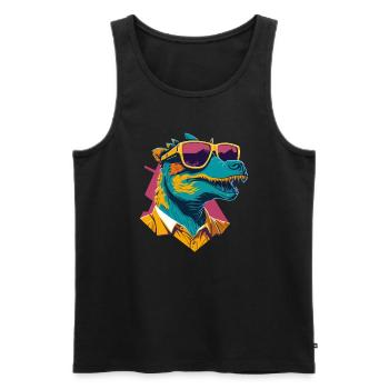 Dino Cool: Retro Ornithopods T-Shirt - Débardeur bio Premium Homme - noir - Devant - Michal (187cm)