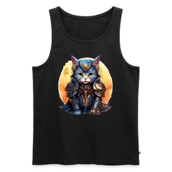 Cat in Knight Armor,Ai Gen - Men's Premium Organic Tank Top - black - Front - AI Model Male 178 light (178cm)