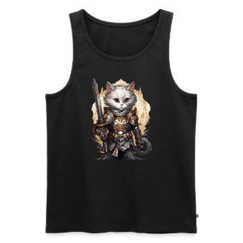 Cat in Knight Equipment with Longsword, AI Gen - Men's Premium Organic Tank Top - black - Front - AI Model Male 178 light (178cm)