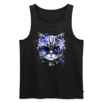 Cyberpunk Cat, Cat's Head, Robot, Cyborg - Men's Premium Organic Tank Top - black - Front - Michal (187cm)