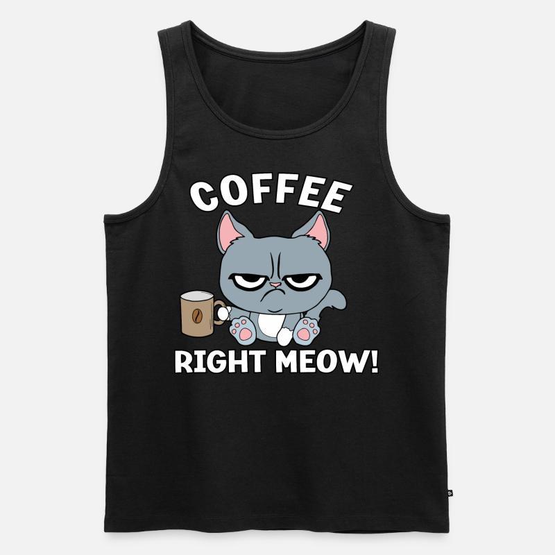 Coffee right meow - Männer Premium Bio Tank Top - Schwarz