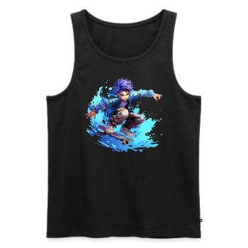 Anime Skater - Débardeur bio Premium Homme - noir - Devant - Michal (187cm)