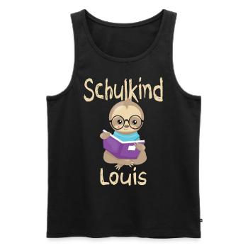 Schulkind Louis Faultier - Männer Premium Bio Tank Top - Schwarz - Vorne - AI Model Male 178 light (178cm)