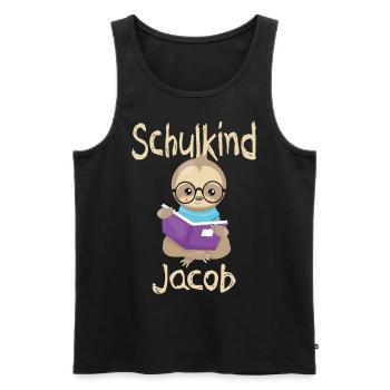 Schulkind Jacob Faultier - Männer Premium Bio Tank Top - Schwarz - Vorne - AI Model Male 178 light (178cm)