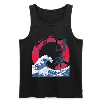 Japanese Waves with Kanji - Männer Premium Bio Tank Top - Schwarz - Vorne - Michal (187cm)