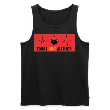 Coffe Today And All Days - Men's Premium Organic Tank Top - black - Front - AI Model Male 178 light (178cm)