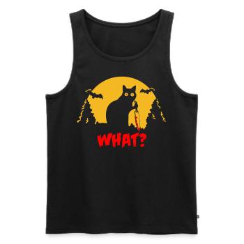 Angry Halloween cat with bloody sword WHAT? - Männer Premium Bio Tank Top - Schwarz - Vorne - AI Model Male 178 light (178cm)