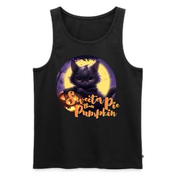 Cat sweeter pumpkin pie Halloween Moon - Men's Premium Organic Tank Top - black - Front - AI Model Male 178 light (178cm)