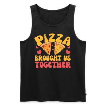 pizza brought us together cute kawaii pizza süße - Männer Premium Bio Tank Top - Schwarz - Vorne - AI Model Male 178 light (178cm)