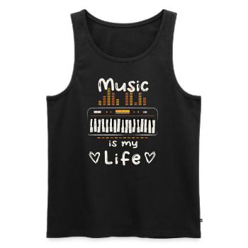 Music is my life - Keyboard - Piano - Klavier - Men's Premium Organic Tank Top - black - Front - Michal (187cm)