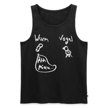 Vogel Wurm miau sketch witz skizze sprechblase - Männer Premium Bio Tank Top - Schwarz - Vorne - Michal (187cm)
