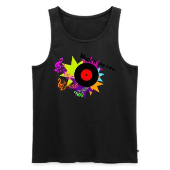 Music is my Life! - Men's Premium Organic Tank Top - black - Front - AI Model Male 178 light (178cm)
