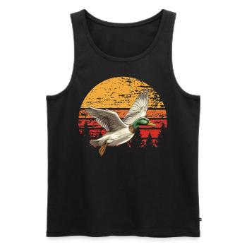 Retro Duck Hunt Sunset Flying - Men's Premium Organic Tank Top - black - Front - AI Model Male 178 light (178cm)