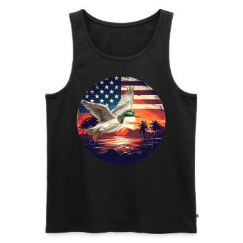 American Flag Sunset Flying Mallards Duck Hunting - Männer Premium Bio Tank Top - Schwarz - Vorne - Michal (187cm)
