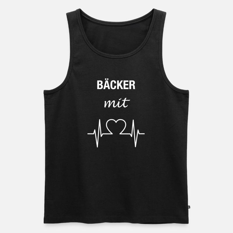 Bäcker Herzschlag Backen - Männer Premium Bio Tank Top - Schwarz
