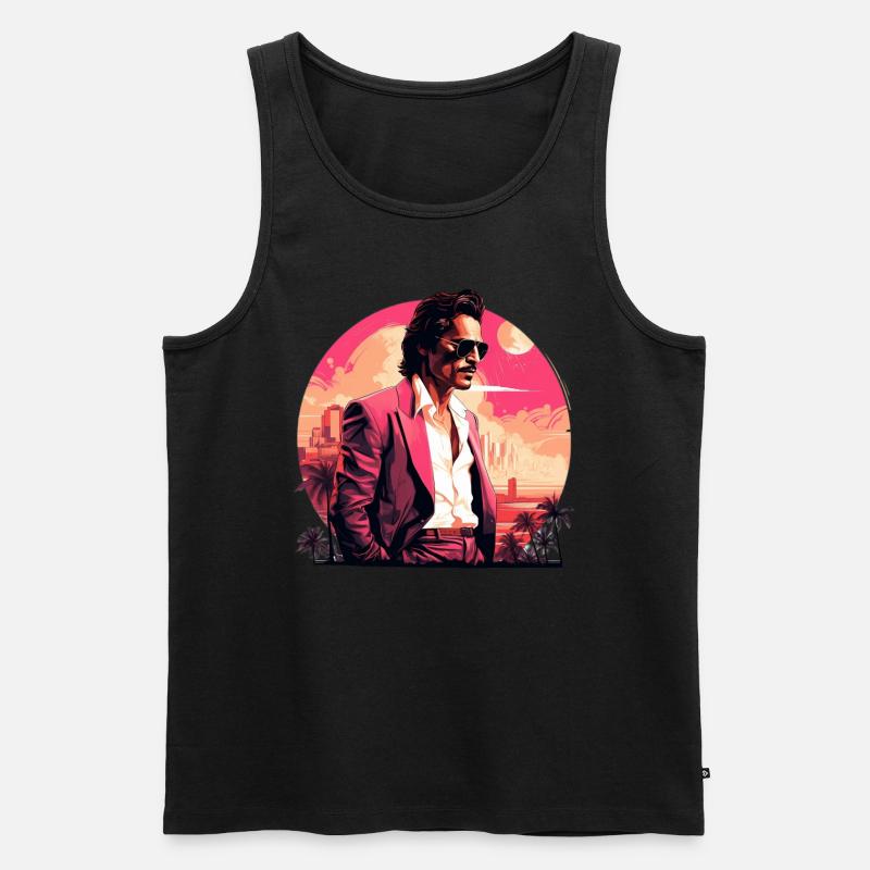 Retro Miami Boho Style Design - Männer Premium Bio Tank Top - Schwarz