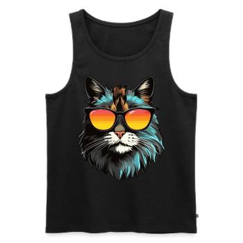 Main-Coon Katze mit Sonnenbrille - Männer Premium Bio Tank Top - Schwarz - Vorne - AI Model Male 178 light (178cm)