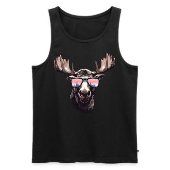 Elch mit Sonnenbrille - Männer Premium Bio Tank Top - Schwarz - Vorne - AI Model Male 178 light (178cm)