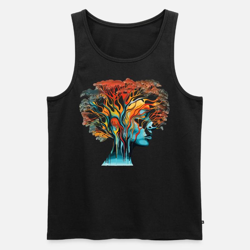 Optical Illusion Head-Tree - Men's Premium Organic Tank Top - black