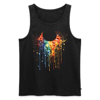 Collier de couleur arc-en-ciel - Débardeur bio Premium Homme - noir - Devant - AI Model Male 178 light (178cm)