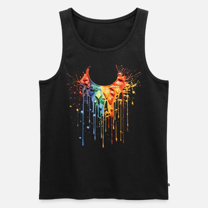 Regenbogen Farbkette - Männer Premium Bio Tank Top - Schwarz