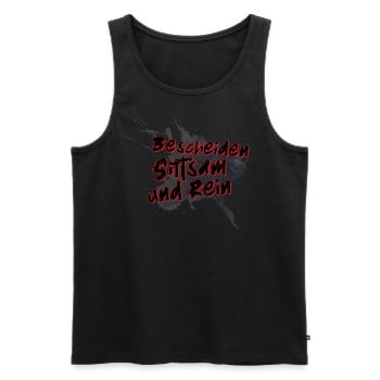 Bescheiden sittsam rein Spruch Poesie - Männer Premium Bio Tank Top - Schwarz - Vorne - AI Model Male 178 light (178cm)