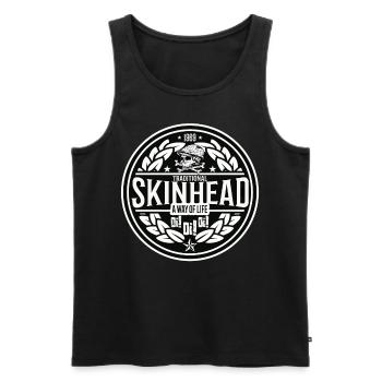 Oi Skinhead Shirt - Men's Premium Organic Tank Top - black - Front - AI Model Male 178 light (178cm)