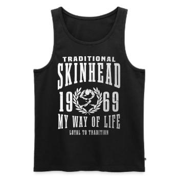 Oi Skinhead Shirt - Men's Premium Organic Tank Top - black - Front - AI Model Male 178 light (178cm)