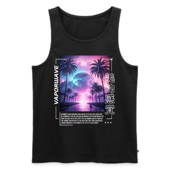 Vaporwave Esthétique Liminal Kawaii Pastel Goth - Débardeur bio Premium Homme - noir - Devant - AI Model Male 178 light (178cm)