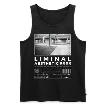 Liminal Spaces Retro 80s & 90s Backrooms Vaporwave - Men's Premium Organic Tank Top - black - Front - AI Model Male 178 light (178cm)