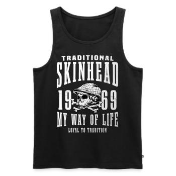 Oi Skinhead - Men's Premium Organic Tank Top - black - Front - AI Model Male 178 light (178cm)