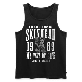 Oi Skinhead - Men's Premium Organic Tank Top - black - Front - AI Model Male 178 light (178cm)