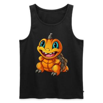 Sea Turtle Pumpkin Lazy Halloween Party Food - Men's Premium Organic Tank Top - black - Front - Michal (187cm)