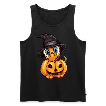 Vintage Duck Pumpkin Lazy Halloween Party Costume - Men's Premium Organic Tank Top - black - Front - AI Model Male 178 light (178cm)