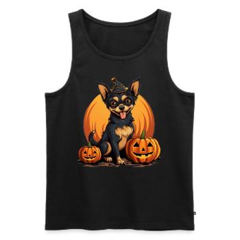 Chihuahua Chien Citrouille Paresseux Halloween Costume de fête - Débardeur bio Premium Homme - noir - Devant - Michal (187cm)