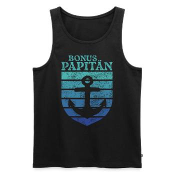 Bonus Papa Wortspiel Kapitän Vatertag Papitän - Männer Premium Bio Tank Top - Schwarz - Vorne - Michal (187cm)