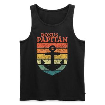 Bonus Papa Wortspiel Kapitän Vatertag Papitän - Männer Premium Bio Tank Top - Schwarz - Vorne - Michal (187cm)