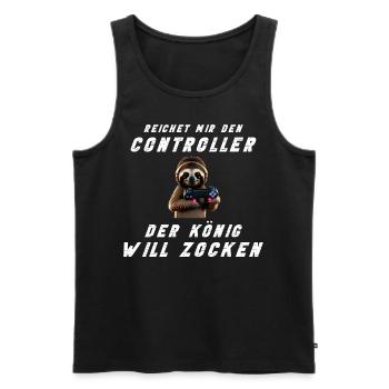 Zocken Konsole Faultier Gamer Zocker Gaming König - Männer Premium Bio Tank Top - Schwarz - Vorne - Michal (187cm)