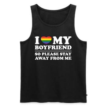 I Love My Boyfriend So Please Stay Away From Me - Men's Premium Organic Tank Top - black - Front - Michal (187cm)