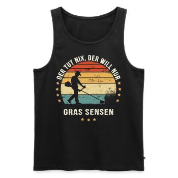 DER TUT NIX, DER WILL NUR GRAS SENSEN | Motorsense - Männer Premium Bio Tank Top - Schwarz - Vorne - AI Model Male 178 light (178cm)