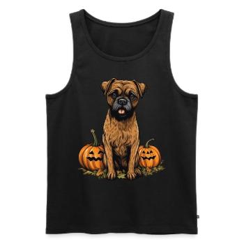 Border Terrier Hundekürbis Faule Halloween-Party - Männer Premium Bio Tank Top - Schwarz - Vorne - Michal (187cm)