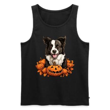 Border-Collie-Hundekürbis-faule Halloween-Party - Männer Premium Bio Tank Top - Schwarz - Vorne - Michal (187cm)