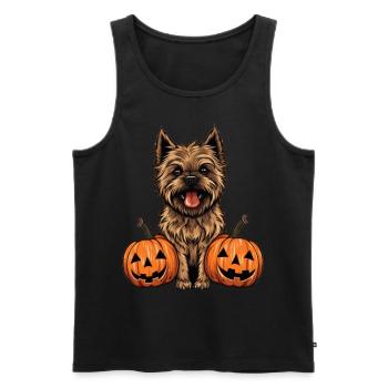 Cairn Terrier Dog Pumpkin Lazy Halloween Party - Männer Premium Bio Tank Top - Schwarz - Vorne - AI Model Male 178 light (178cm)