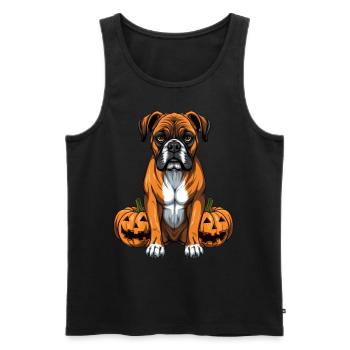 BOXER HUND Hund Kürbis Faule Halloween Party - Männer Premium Bio Tank Top - Schwarz - Vorne - Michal (187cm)