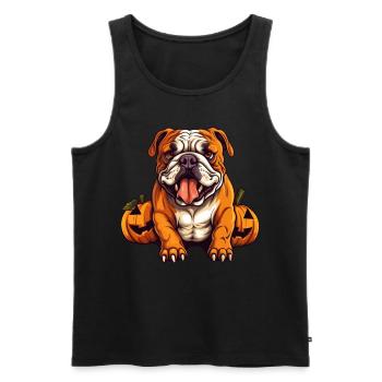 Bulldoggen-Hundekürbis-Lazy-Halloween-Partykostüm - Männer Premium Bio Tank Top - Schwarz - Vorne - Michal (187cm)