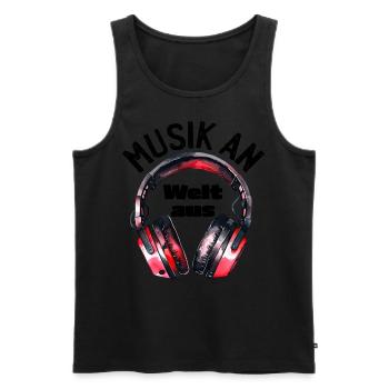 Kopfhörer: Musik an - Welt aus - Männer Premium Bio Tank Top - Schwarz - Vorne - Michal (187cm)