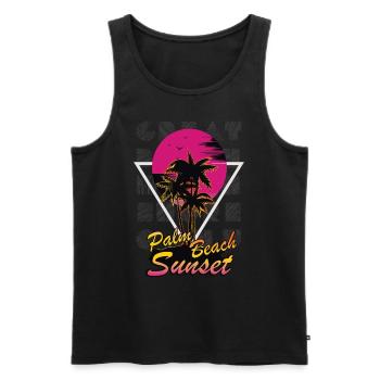 Palm Beach Sunset - Men's Premium Organic Tank Top - black - Front - AI Model Male 178 light (178cm)