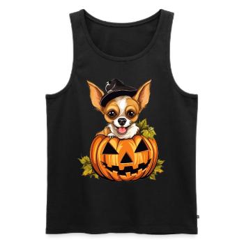 Chihuahua Dog Pumpkin Lazy Halloween Party Costume - Männer Premium Bio Tank Top - Schwarz - Vorne - AI Model Male 178 light (178cm)