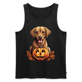 Labrador Retriever Hund Kürbis Faules Halloween - Männer Premium Bio Tank Top - Schwarz - Vorne - Michal (187cm)